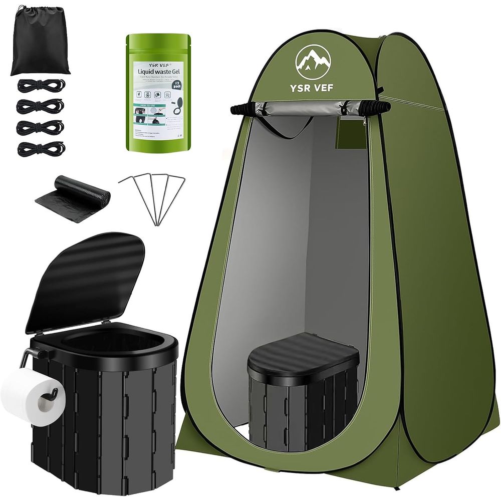 Portable Camp Toilet - Draagbare toilettas, kampeertoilet met opklapbare privacytent