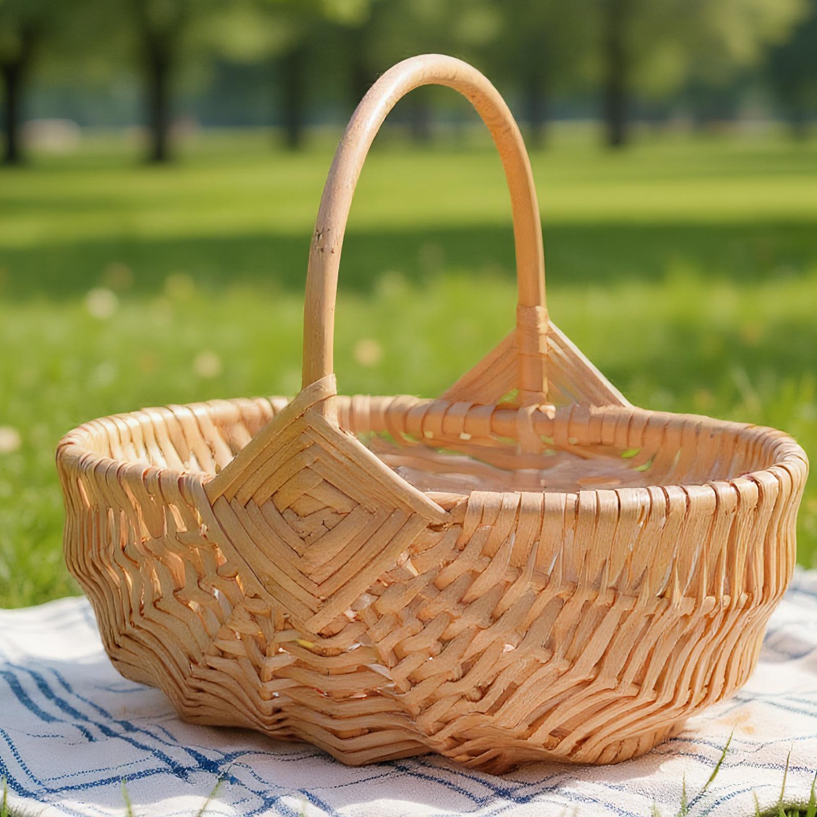 Outdoor Camping Activities - Geweven rieten picknickmand met handvat Lege