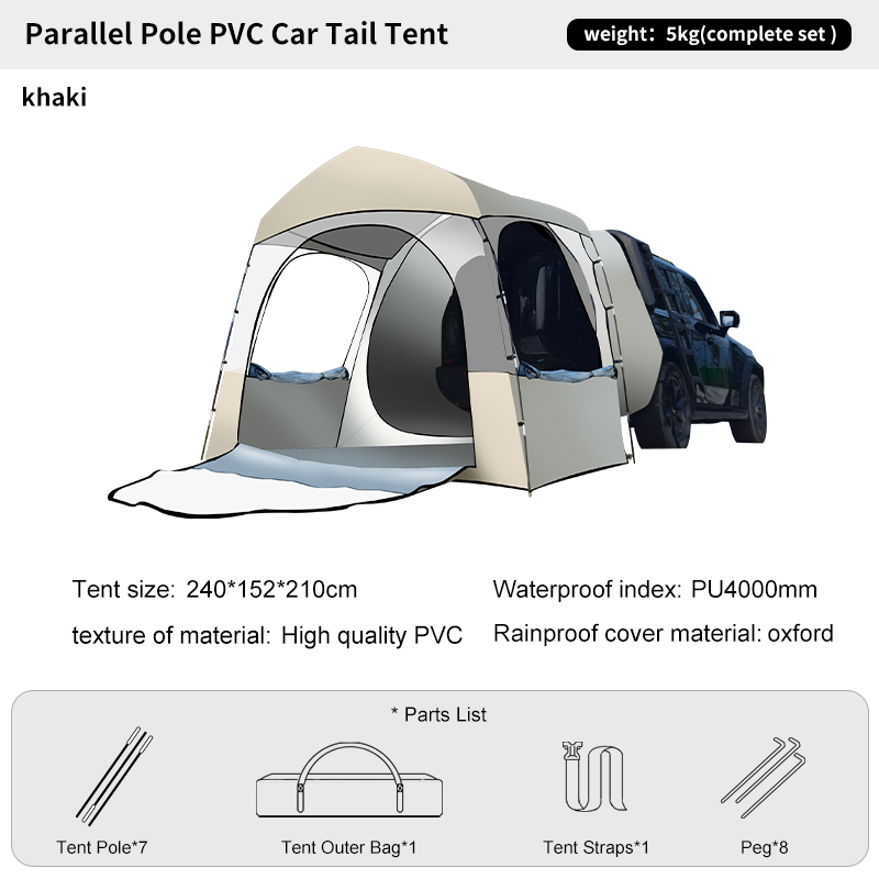 Outdoor Camping Van Tent - 3-persoons kamperen voor alle seizoenen Clear