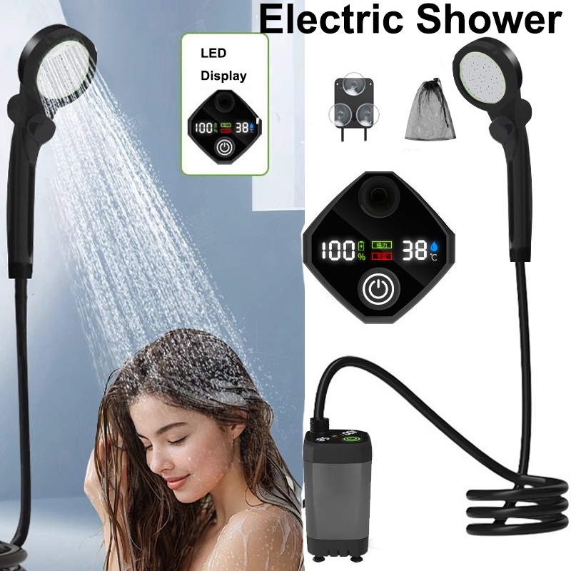 Outdoor Camping Showers - Draagbare elektrische doucheset met LED-scherm, 6000mA
