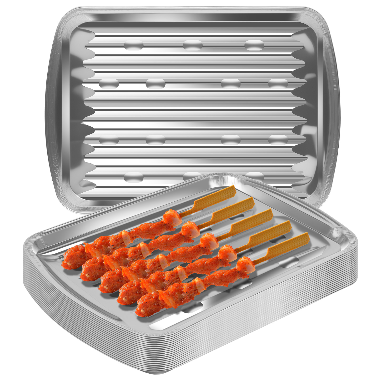 Kitchen Outdoor Camping - Aluminiumfolie Dienbladen Antiaanbaklaag Bakpannen Food Grade