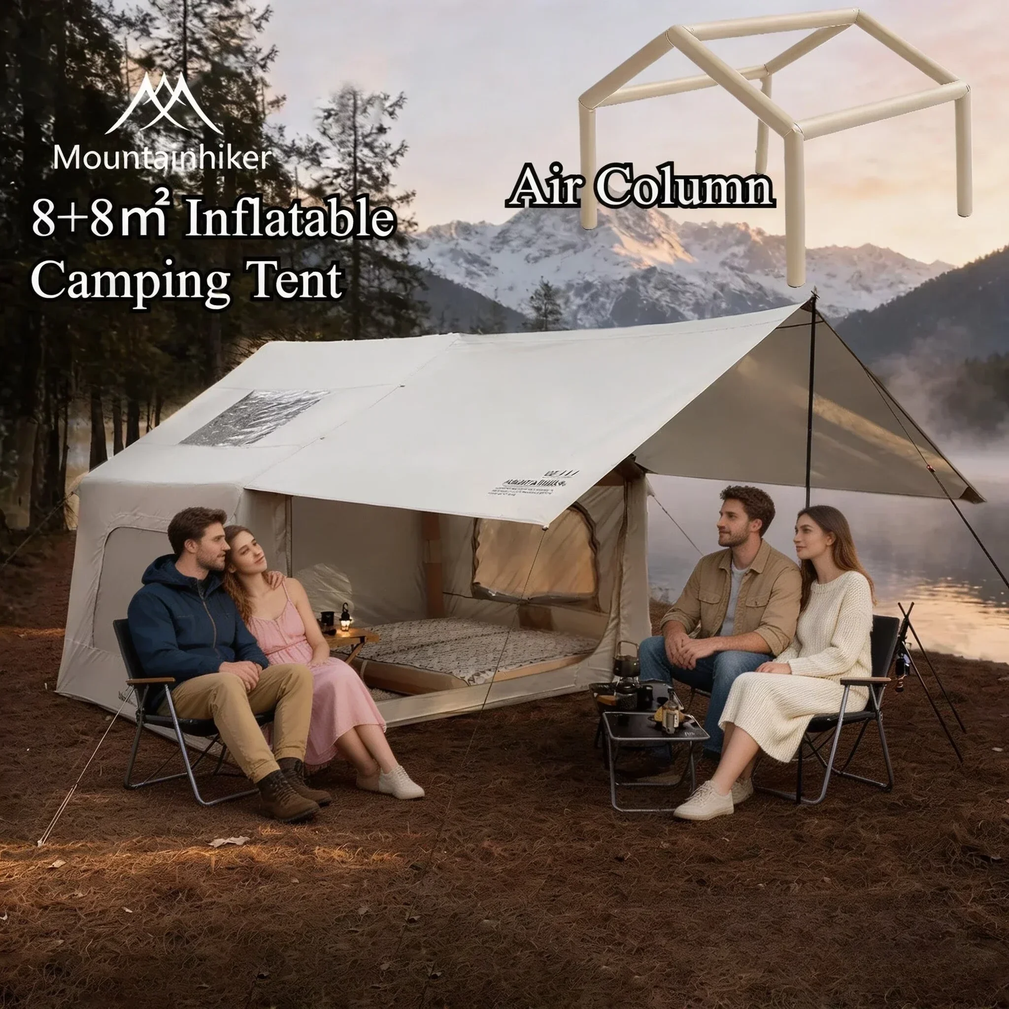 8+8 ㎡   MOUNTAINHIKER Opblaasb - Outdoor Camping Inflatable Tent recensie en prijs